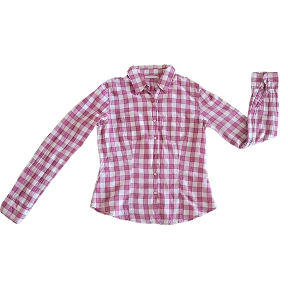 American Eagle Plaid Women's Button Up Pink Small - Picture 1 of 7